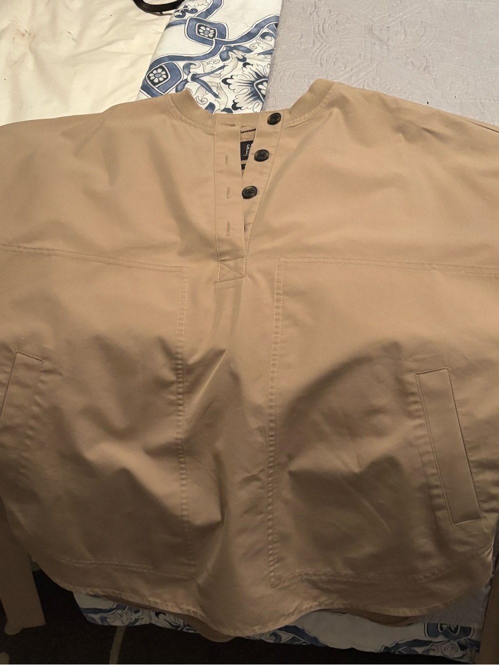 GAP Women's Tan Popover trench style A_Potts Tunic with Button Placket